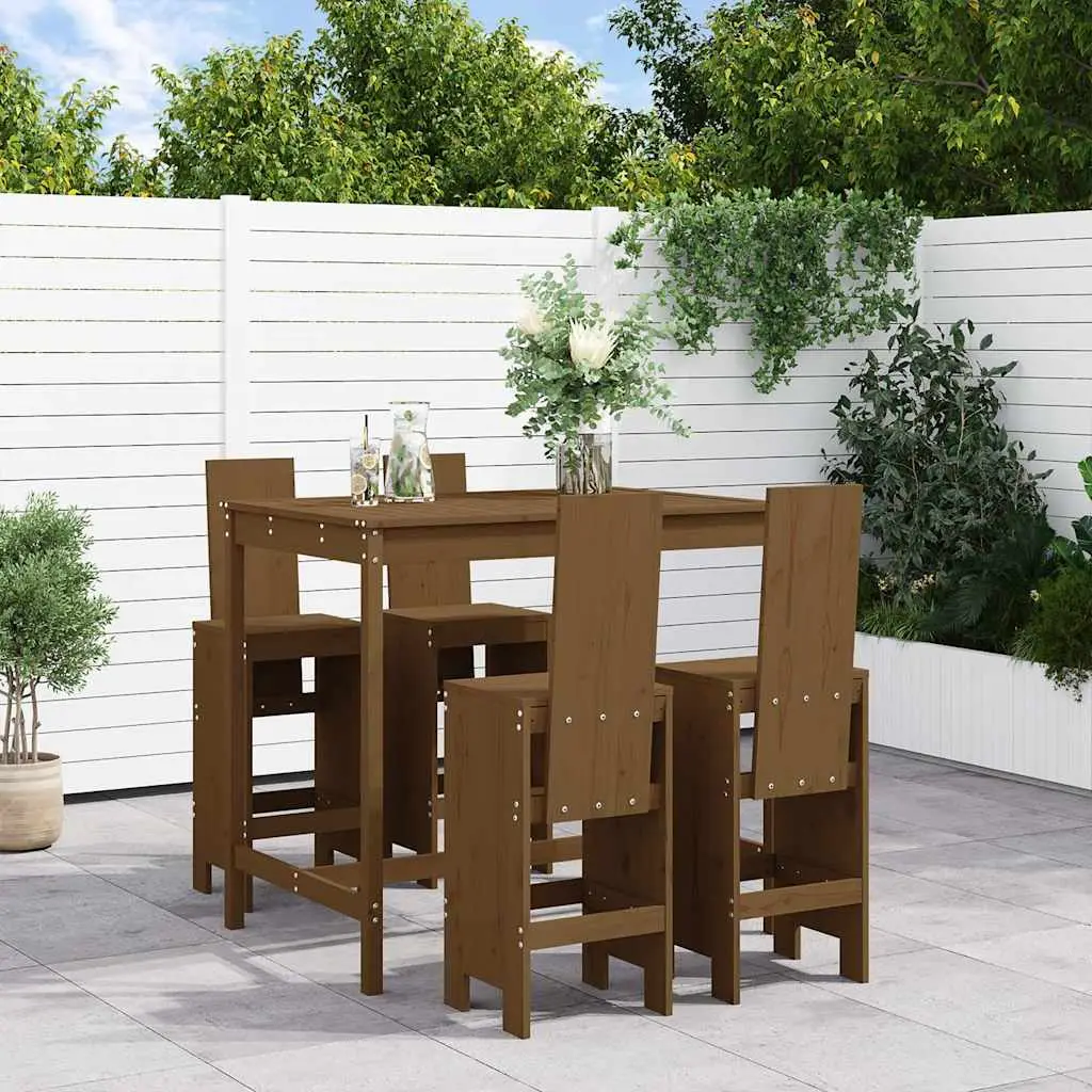 Ensemble de bar de jardin 5 pcs marron miel bois de pin massif vidaXL 3157778