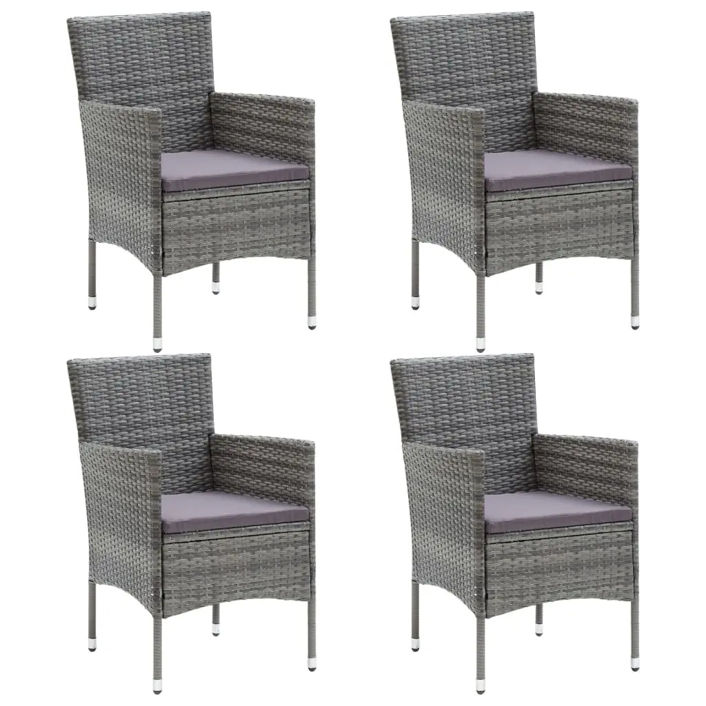 Ensemble de 4 Chaises de Terrasse en Résine Tressée et Acier avec Coussins Gris – ComfortXL Outdoor Living