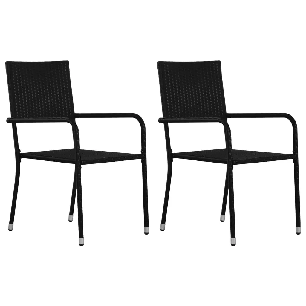 Ensemble de 3 pcs table de jardin avec chaises – mobilier de jardin Résine tressée Noir-JU2559