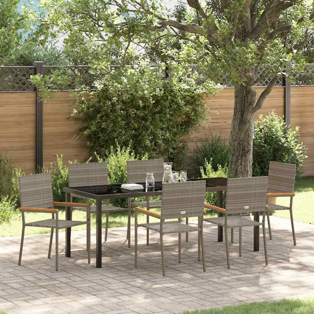 Ensemble de salle à manger pour jardin 7 pcs Gris polyrotin vidaXL 3379714