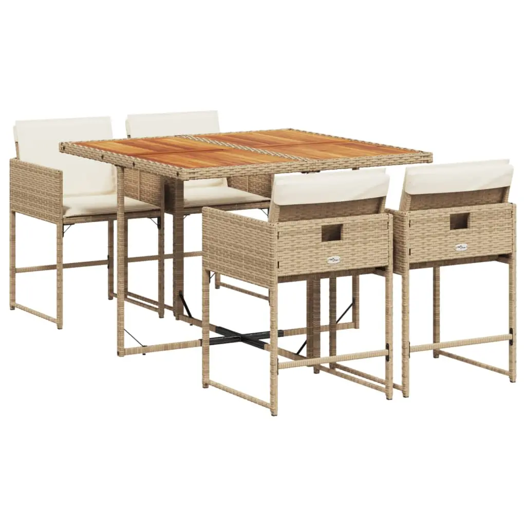 Ensemble de 5 pcs table de jardin et chaises avec coussins – mobilier de jardin Beige poly rotin-JU2746