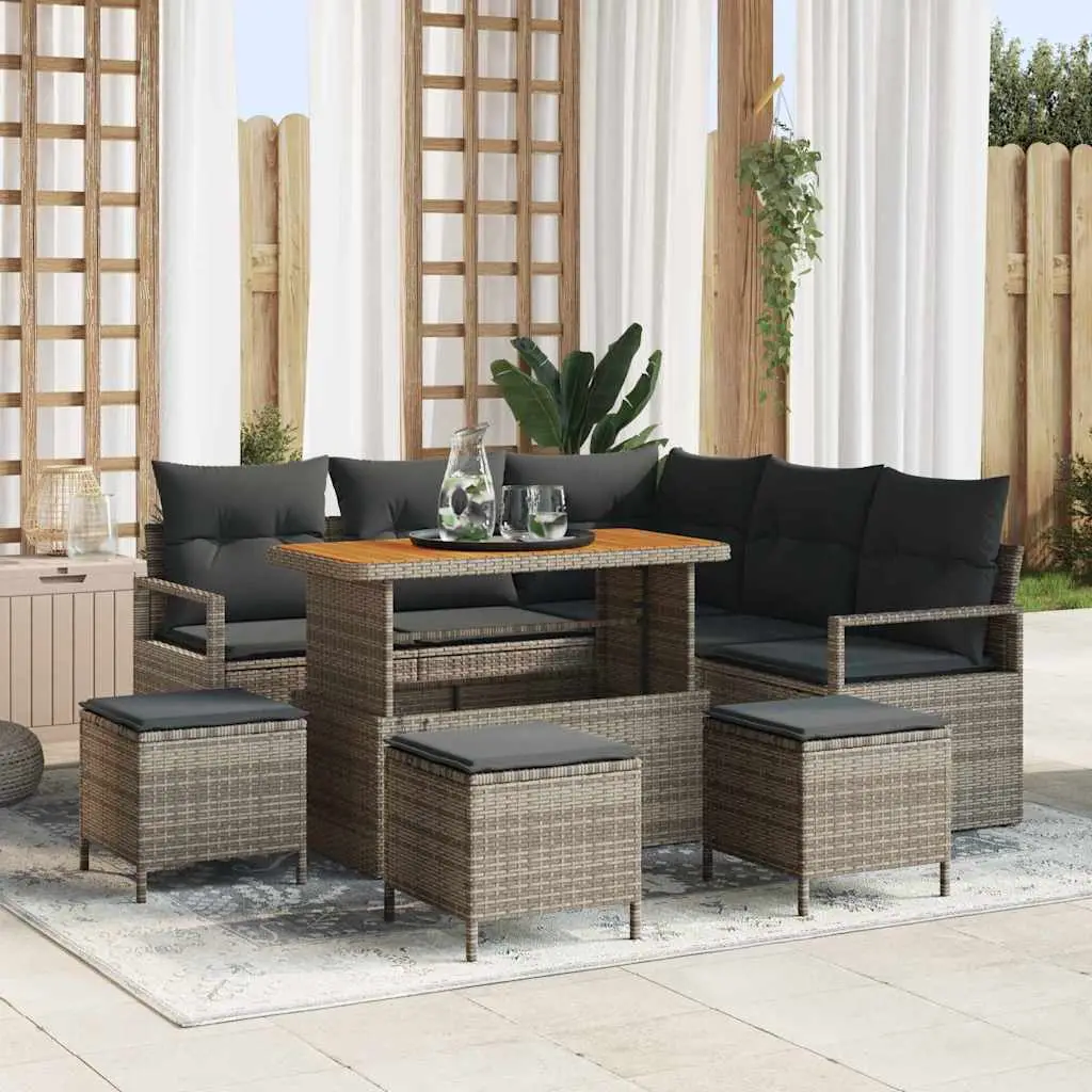 Ensemble de canapé de jardin avec coussin 9 pcs Gris vidaXL 3364483