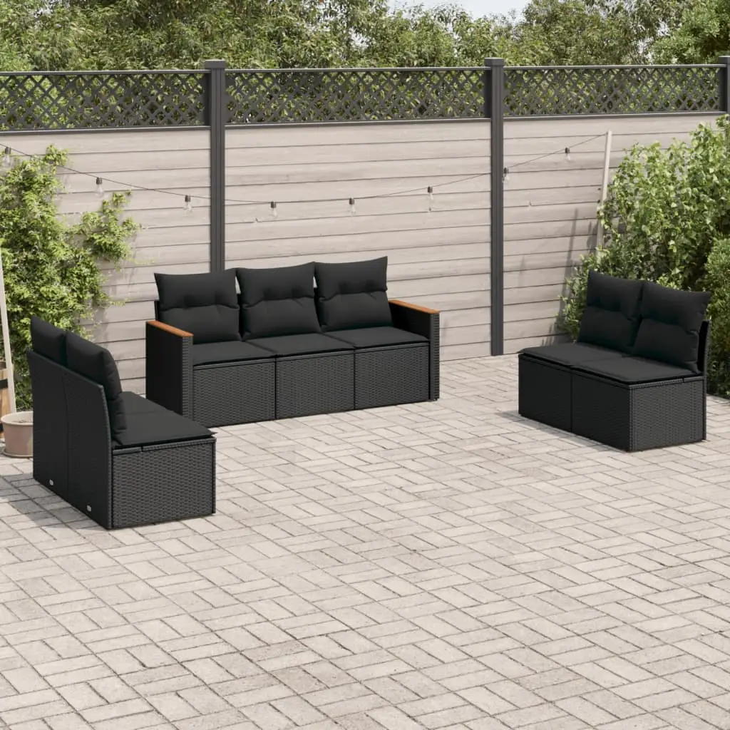 Ensemble canapé modulable 7 pcs résine tressée avec rangement pour jardin Noir – ComfortXL Outdoor Living