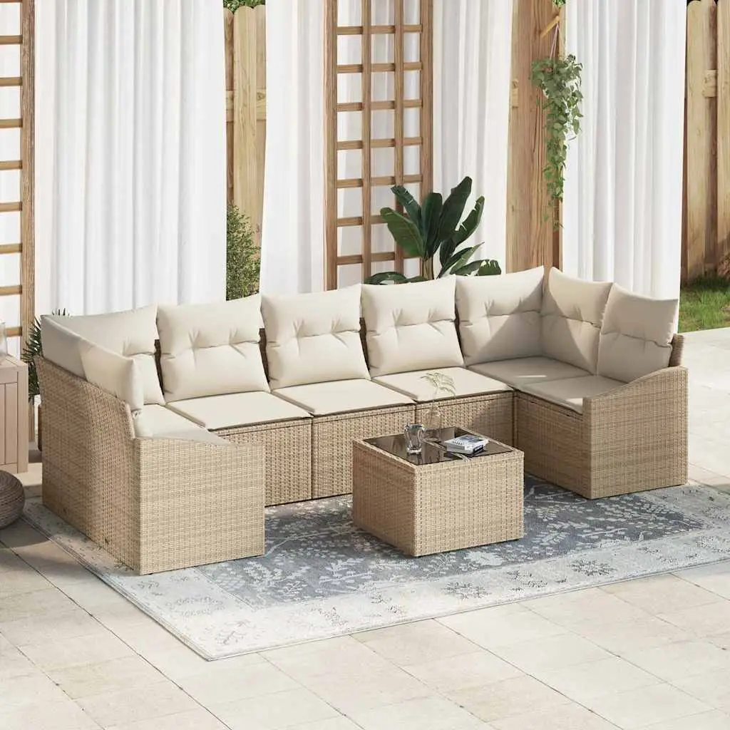 Ensemble de Canapés avec coussin 8 pcs Beige et crème polyrotin vidaXL 3355310