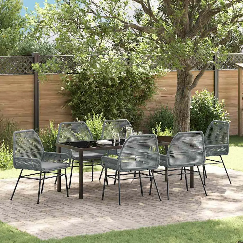 Ensemble de salle à manger pour jardin 7 pcs Gris polyrotin vidaXL 3380888