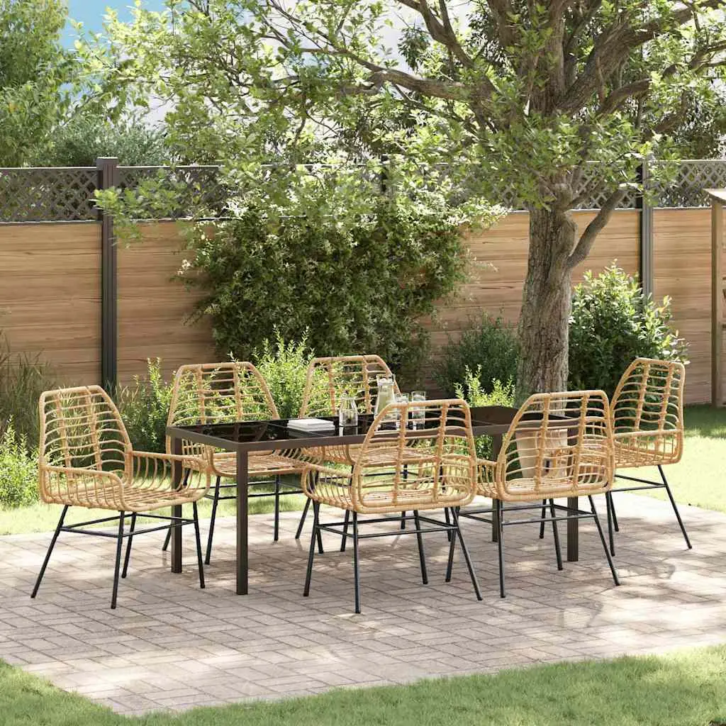 Ensemble de salle à manger pour jardin 7 pcs Marron polyrotin vidaXL 3380853