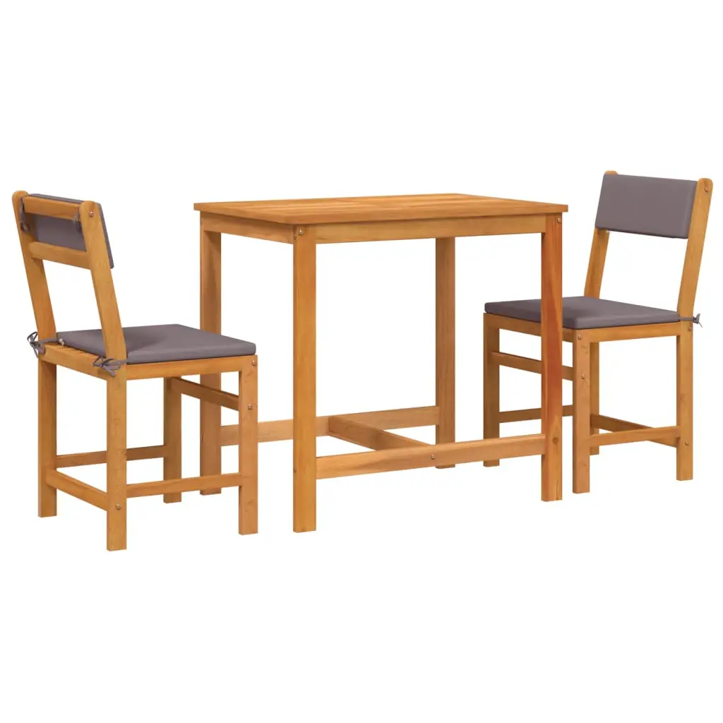 Ensemble de 3pcs balcon – Salon De Jardin – Mobilier extérieur avec coussins bois massif d’acacia MI451