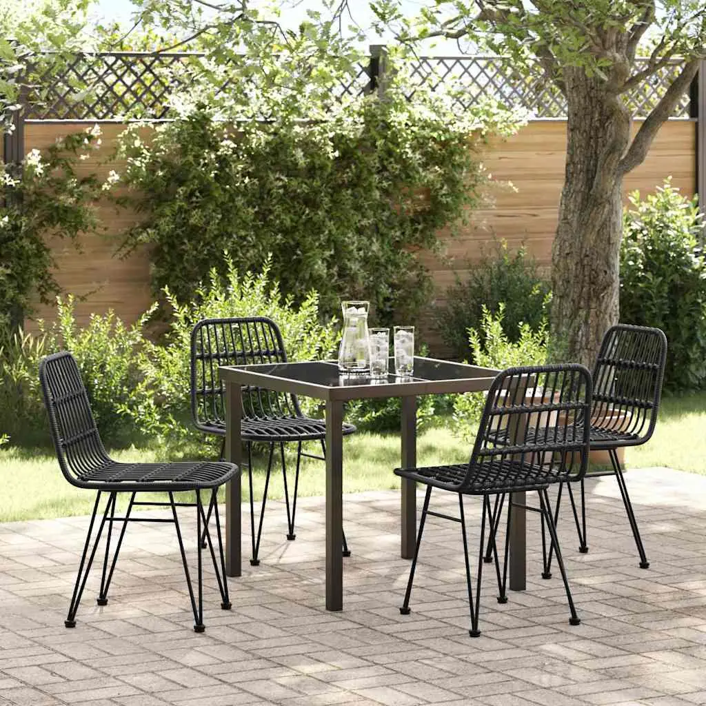 Ensemble de salle à manger pour jardin 5 pcs Noir vidaXL 3379199