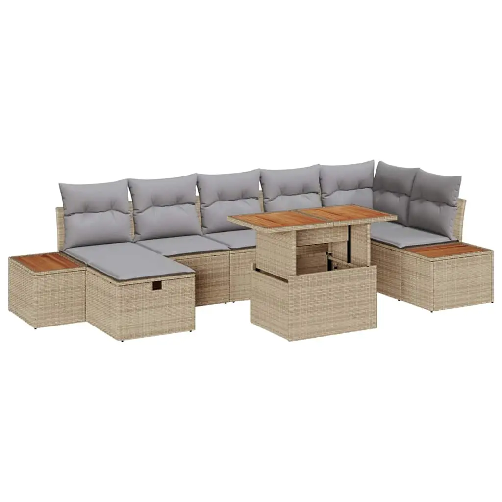 Ensemble d’extérieur 7 places en résine tressée avec coffres pratiques Beige – ComfortXL Outdoor Living