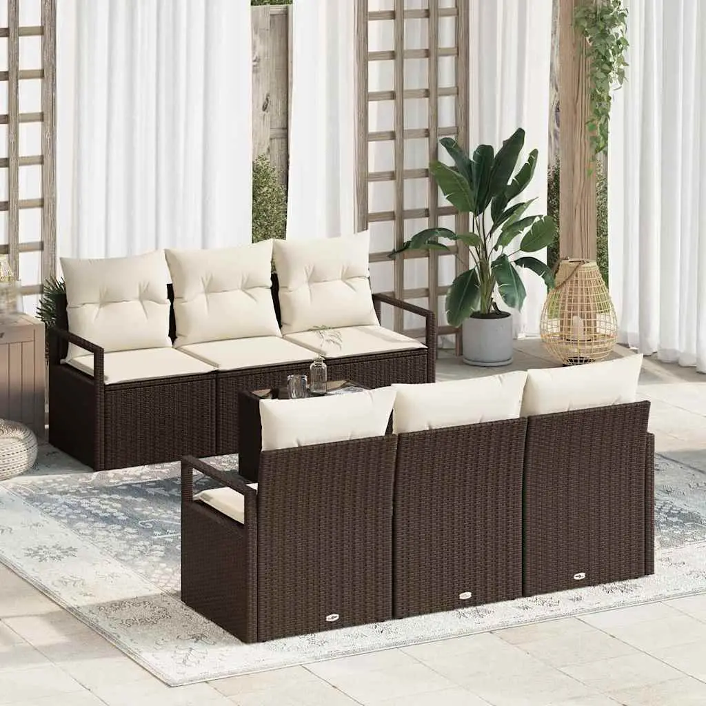 Ensemble de Canapés 7 pcs Marron et Crème polyrotin vidaXL 3346268