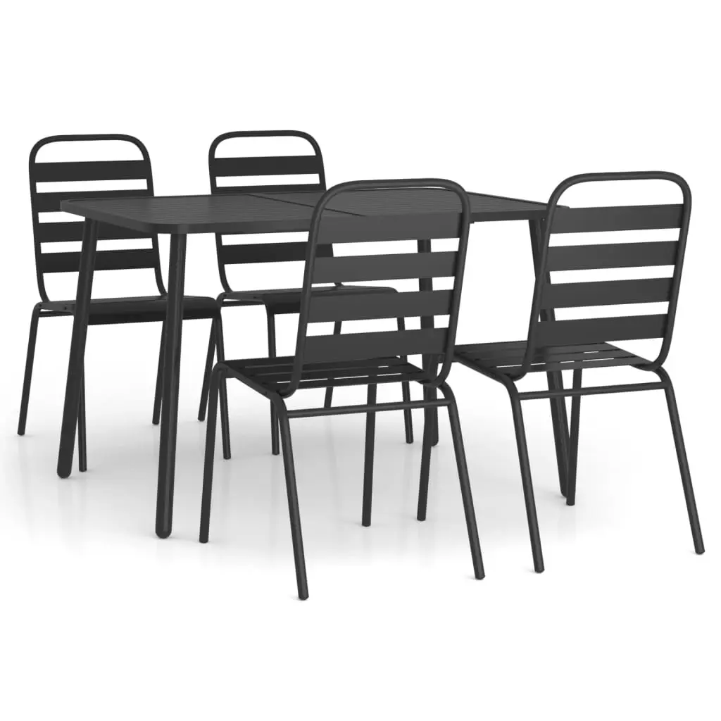 Ensemble de 5 pcs table de jardin avec chaises – mobilier de jardin anthracite acier