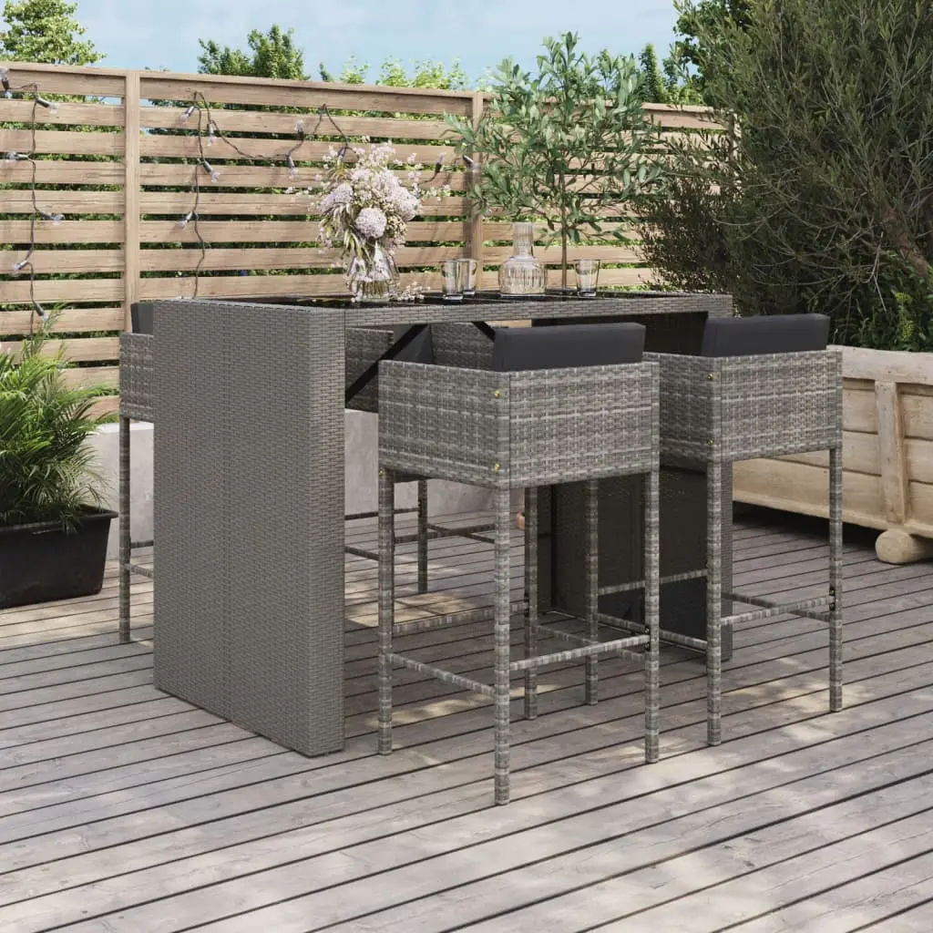 Ensemble de bar de jardin 5 pcs avec coussins gris poly rotin vidaXL 3200668