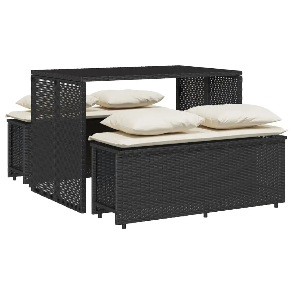 Ensemble de 3 pcs table de jardin et chaises avec coussins – mobilier de jardin Noir-JU3146