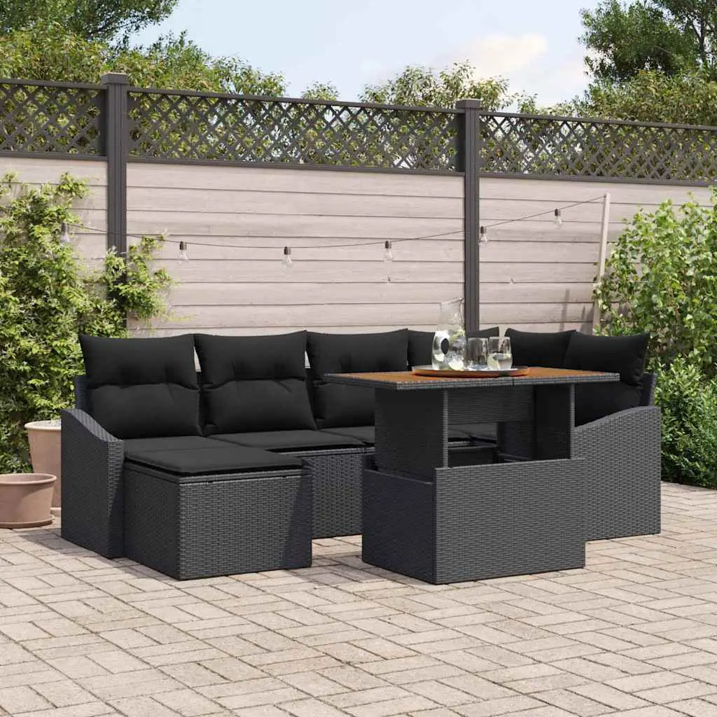 Ensemble de salle à manger pour jardin 7 pcs Noir et Marron vidaXL 3349862