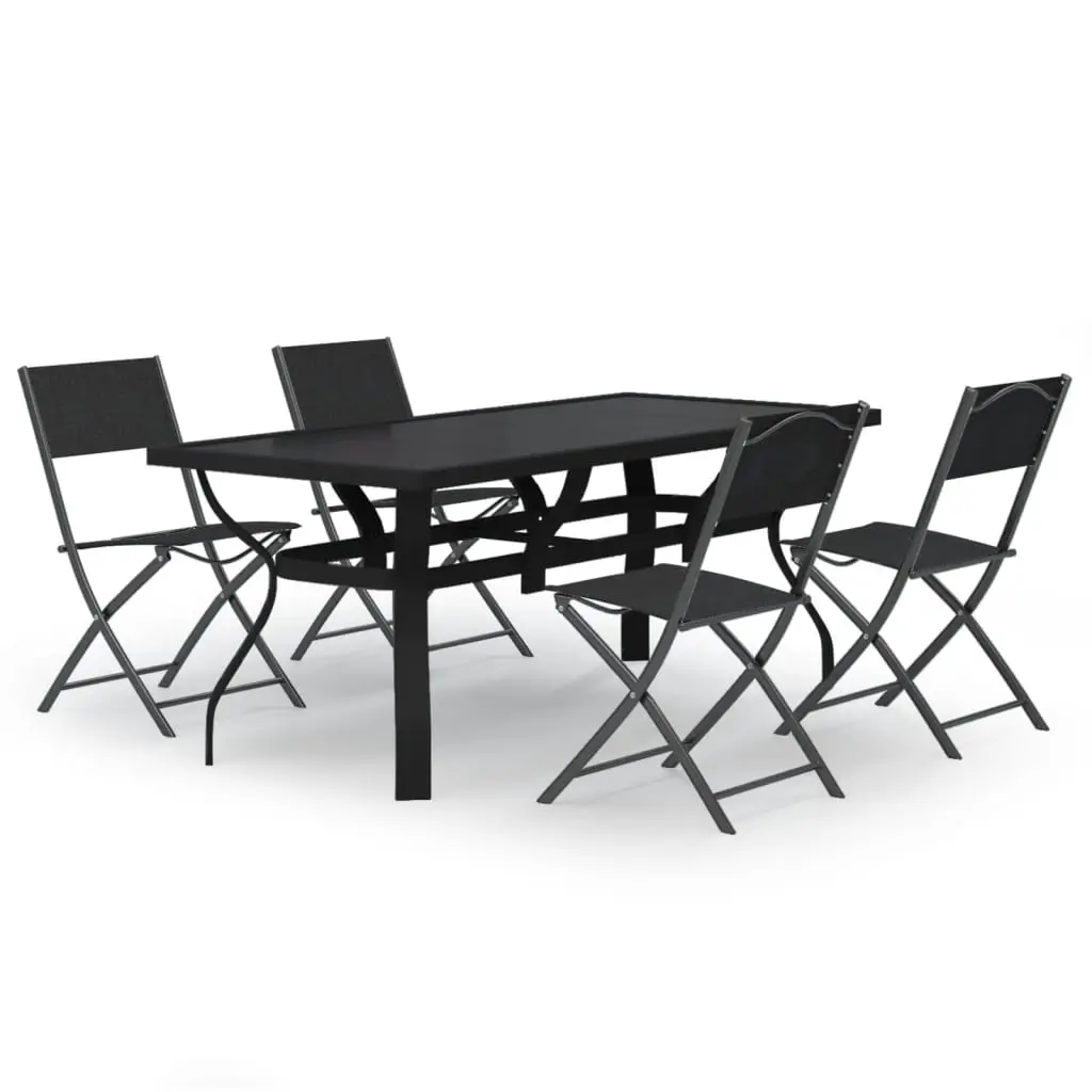 Ensemble de 5 pcs table de jardin avec chaises – mobilier de jardin Gris et noir-JU3007
