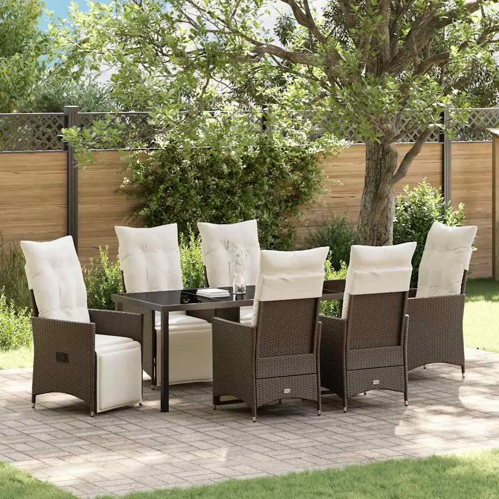 Ensemble de salle à manger pour jardin 7 pcs Marron polyrotin vidaXL 3379574