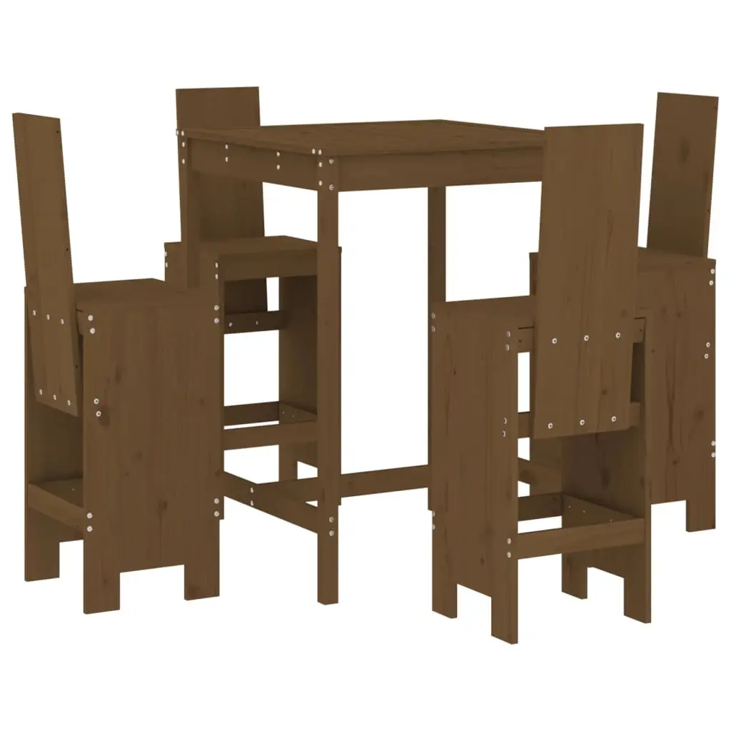 Ensemble de 5 pcs bar de jardin – Mobilier d’extérieur – Mobilier de jardin marron miel bois de pin massif-JU2203