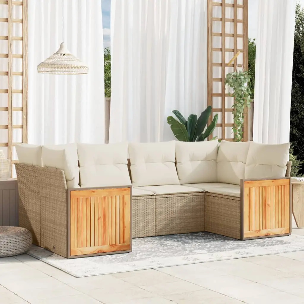Ensemble de Jardin 6 Places Résine Tressée Beige avec Rangement et Coussins – ComfortXL Outdoor Living