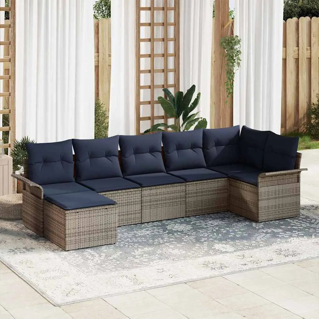 Ensemble de canapé de jardin avec coussin Gris polyrotin vidaXL 3345455