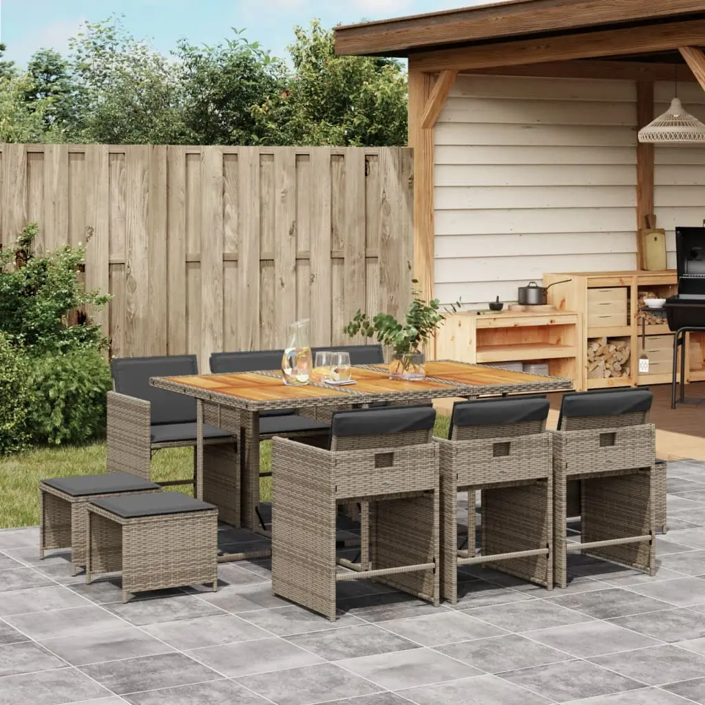 Ensemble de Jardin Encastrable 10 Places Table Bois d’Acacia et Résine Grise – ComfortXL Outdoor Living
