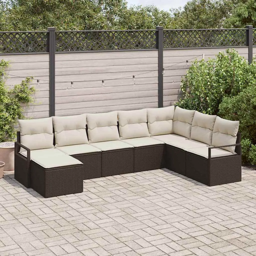 Ensemble de Canapés avec coussin 8 pcs Marron polyrotin vidaXL 3346498