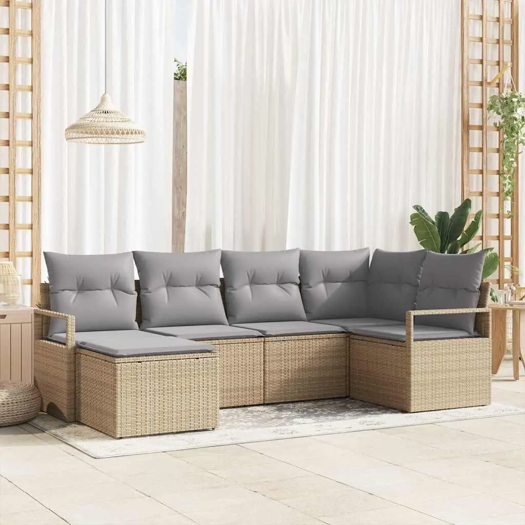 Ensemble de Canapés avec coussin 6 pcs Beige polyrotin vidaXL 3346450