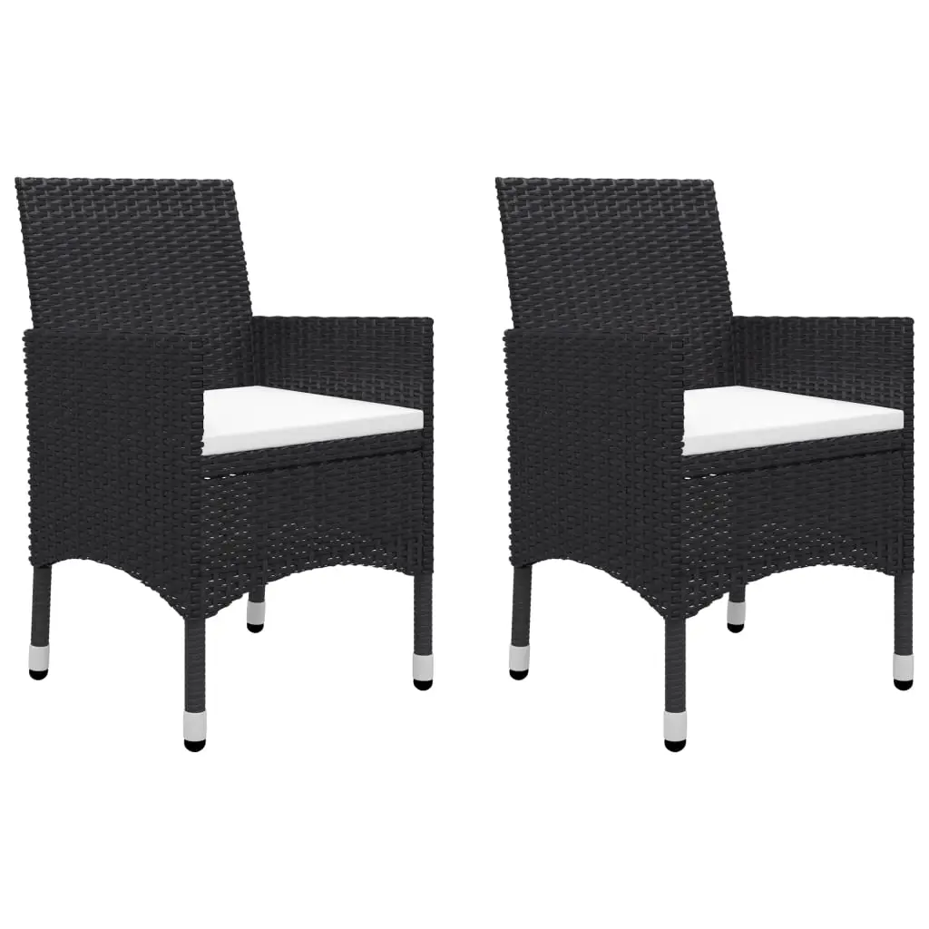 Ensemble de 3 pcs table de jardin avec chaises – mobilier de jardin Noir-JU2984