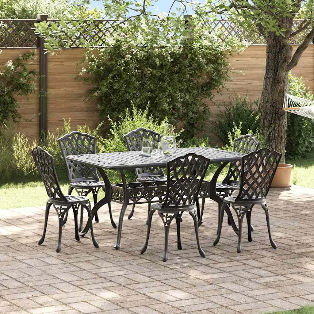 Ensemble de salle à manger pour jardin 7 pcs Noir Aluminium vidaXL 3334673