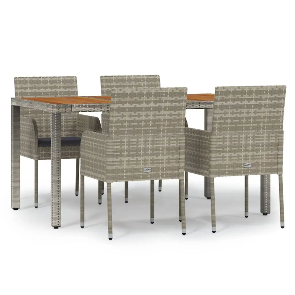 Ensemble de 5 pcs table de jardin avec chaises – mobilier de jardin coussins gris résine tressée ny574
