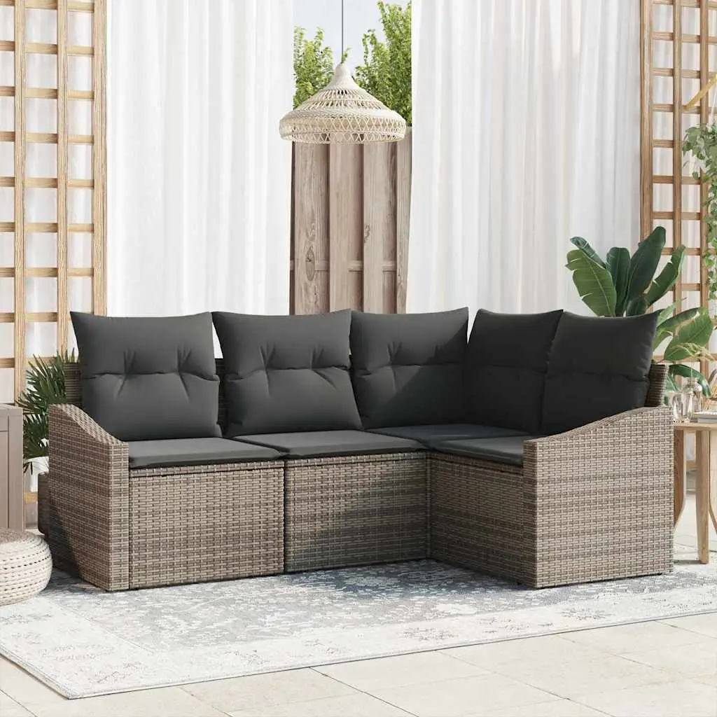 Ensemble de Canapés avec coussin 4 pcs Gris polyrotin vidaXL 3346699