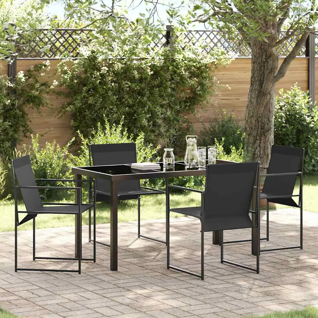Ensemble de salle à manger pour jardin 5 pcs Noir vidaXL 3379342