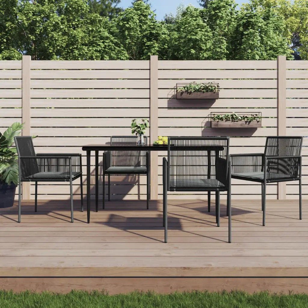 Ensemble de 4 Chaises de Jardin en Résine Tressée avec Coussins Gris pour Balcon Noir – ComfortXL Outdoor Living