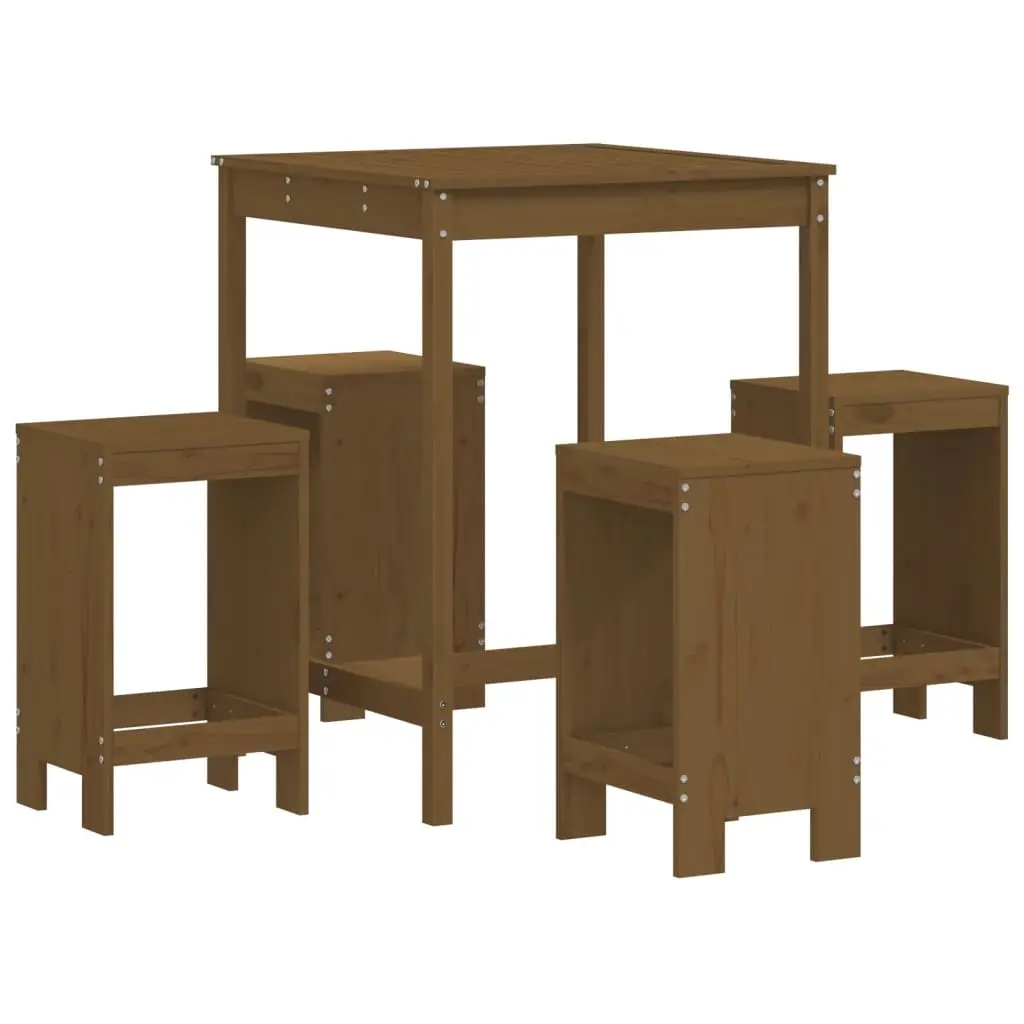 Ensemble de 5 pcs bar de jardin – Mobilier d’extérieur – Mobilier de jardin marron miel bois de pin massif-JU2234