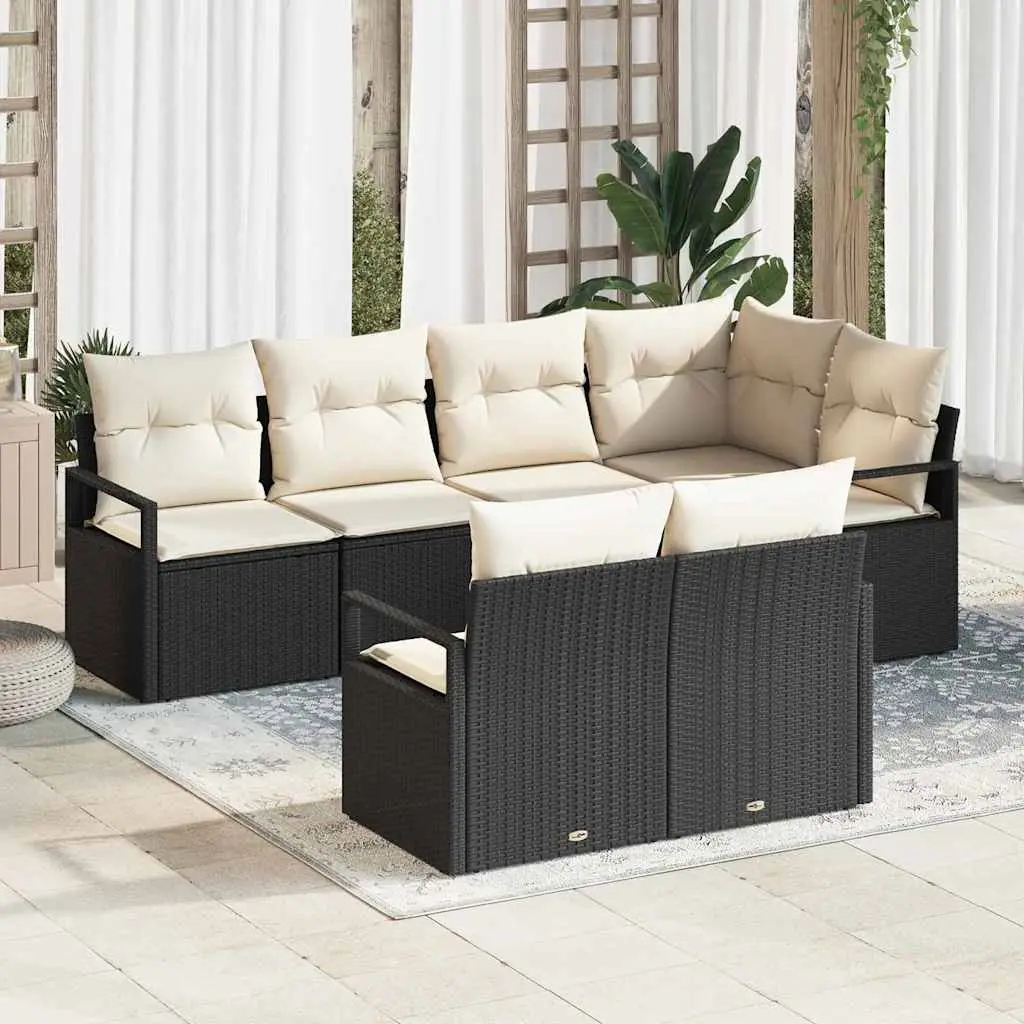 Ensemble Canapés Modulables 7 Pièces Polyrotin Noir pour Grande Terrasse sans Table – ComfortXL Outdoor Living
