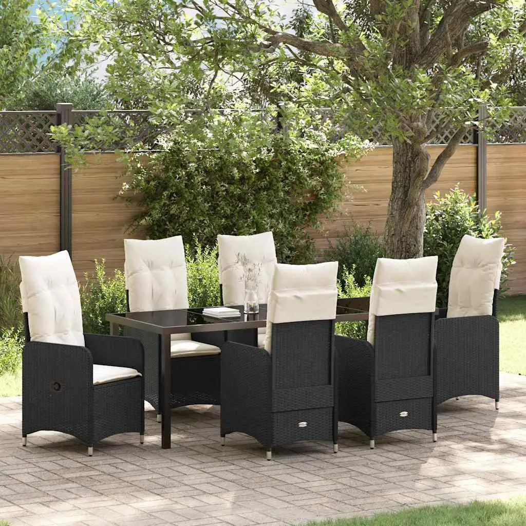 Ensemble de salle à manger pour jardin 7 pcs Noir polyrotin vidaXL 3379637