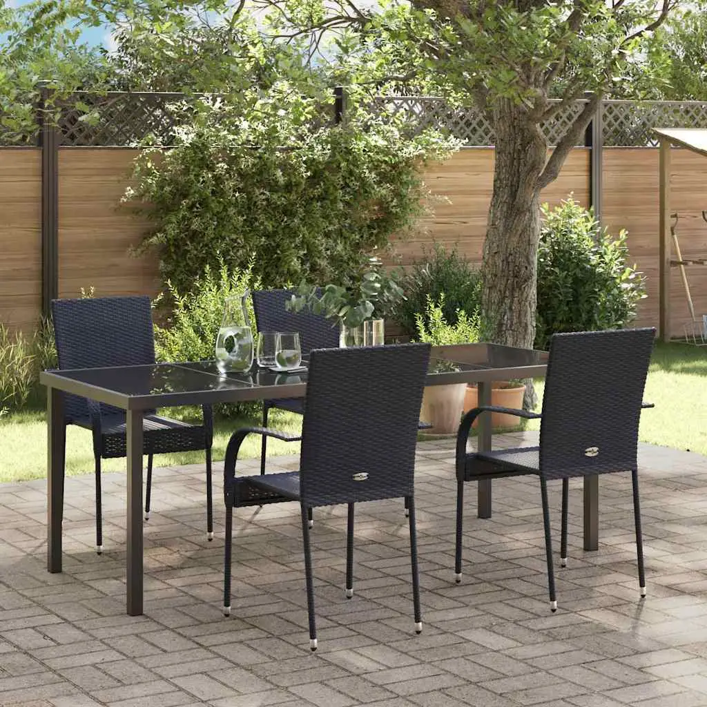 Ensemble de salle à manger pour jardin 5 pcs Noir vidaXL 3379407