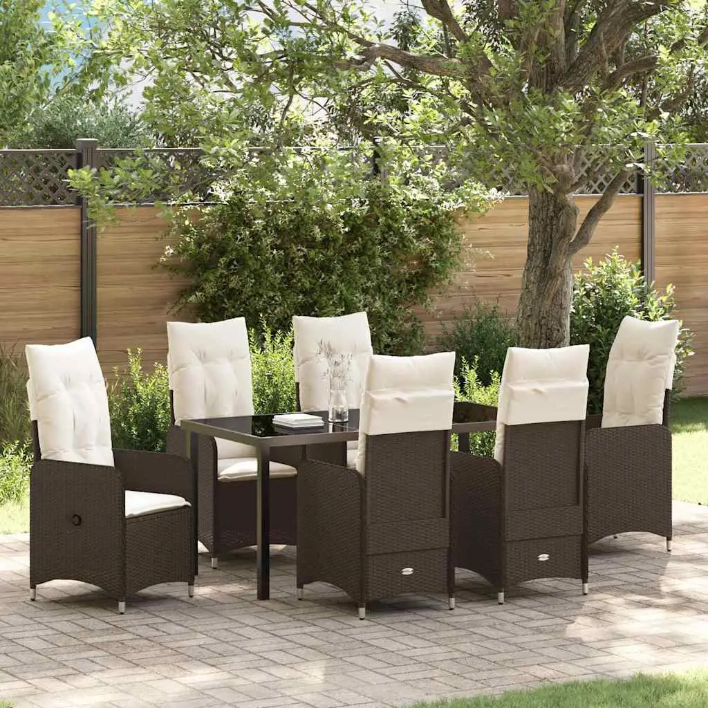 Ensemble de salle à manger pour jardin 7 pcs Marron polyrotin vidaXL 3379643