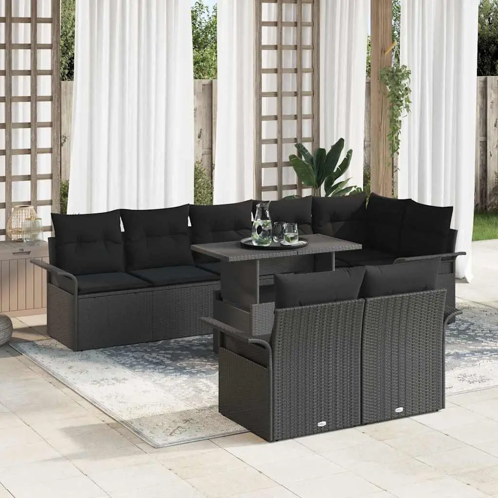 Ensemble canapé de jardin 9 pcs en résine tressée pour 8 personnes Noir – ComfortXL Outdoor Living