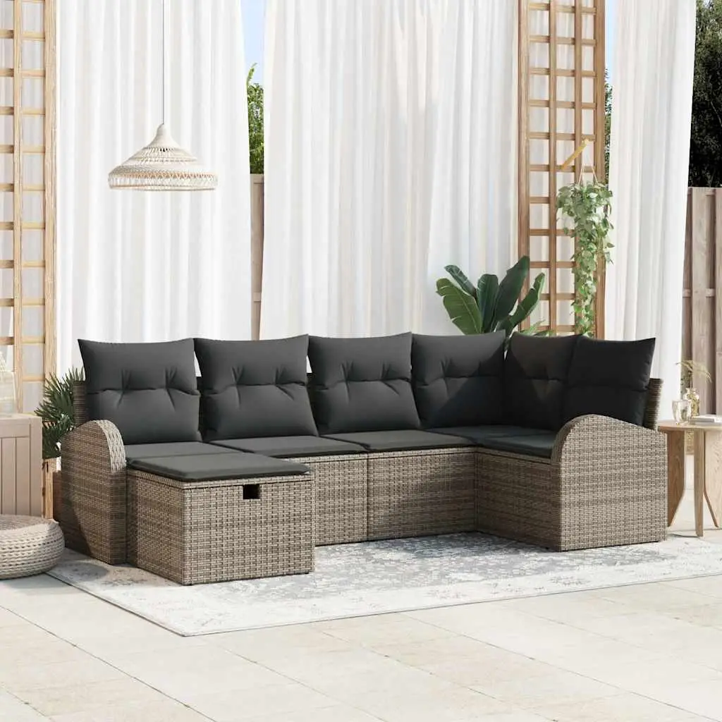 Ensemble de Canapés avec coussin 6 pcs Gris polyrotin vidaXL 3359078