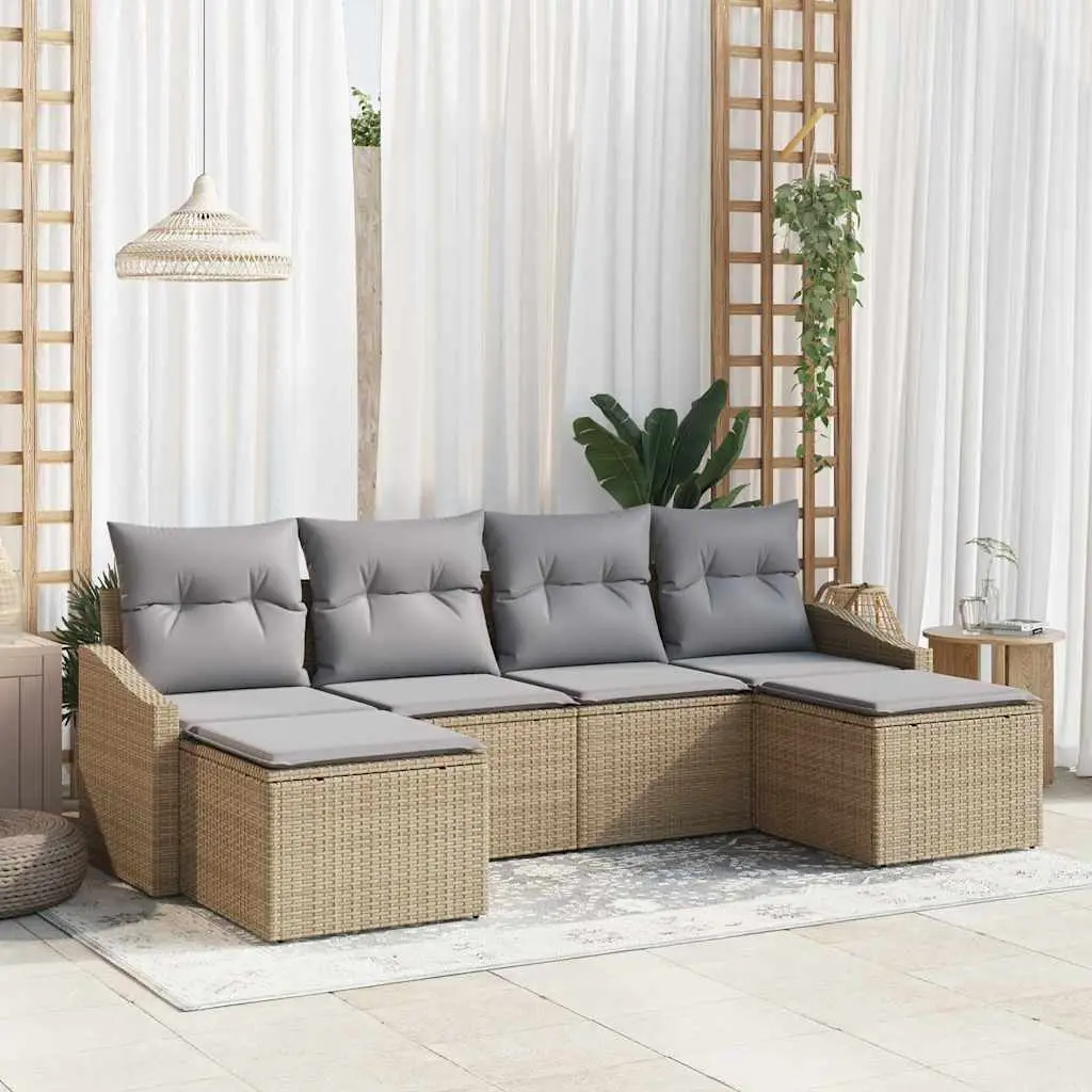 Ensemble de Canapés avec coussin 6 pcs Beige polyrotin vidaXL 3346830