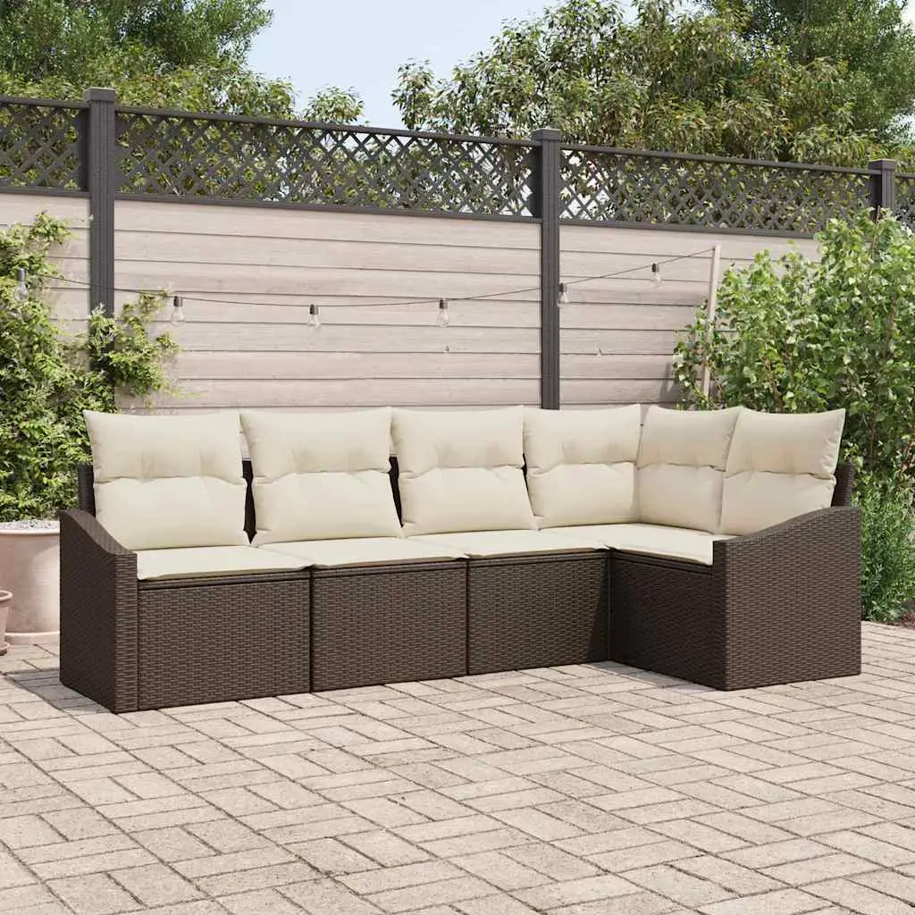 Ensemble de Canapés avec coussin 5 pcs Marron polyrotin vidaXL 3346718