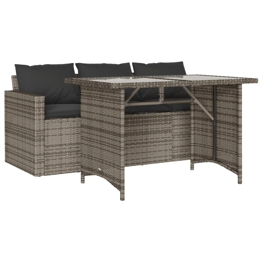 Ensemble de 2 pcs table de jardin et chaises avec coussins – mobilier de jardin gris rotin-JU2780