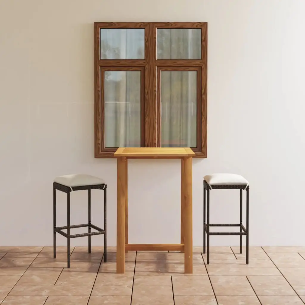 Ensemble de bar de jardin avec coussins 3 pcs Marron vidaXL 3067946