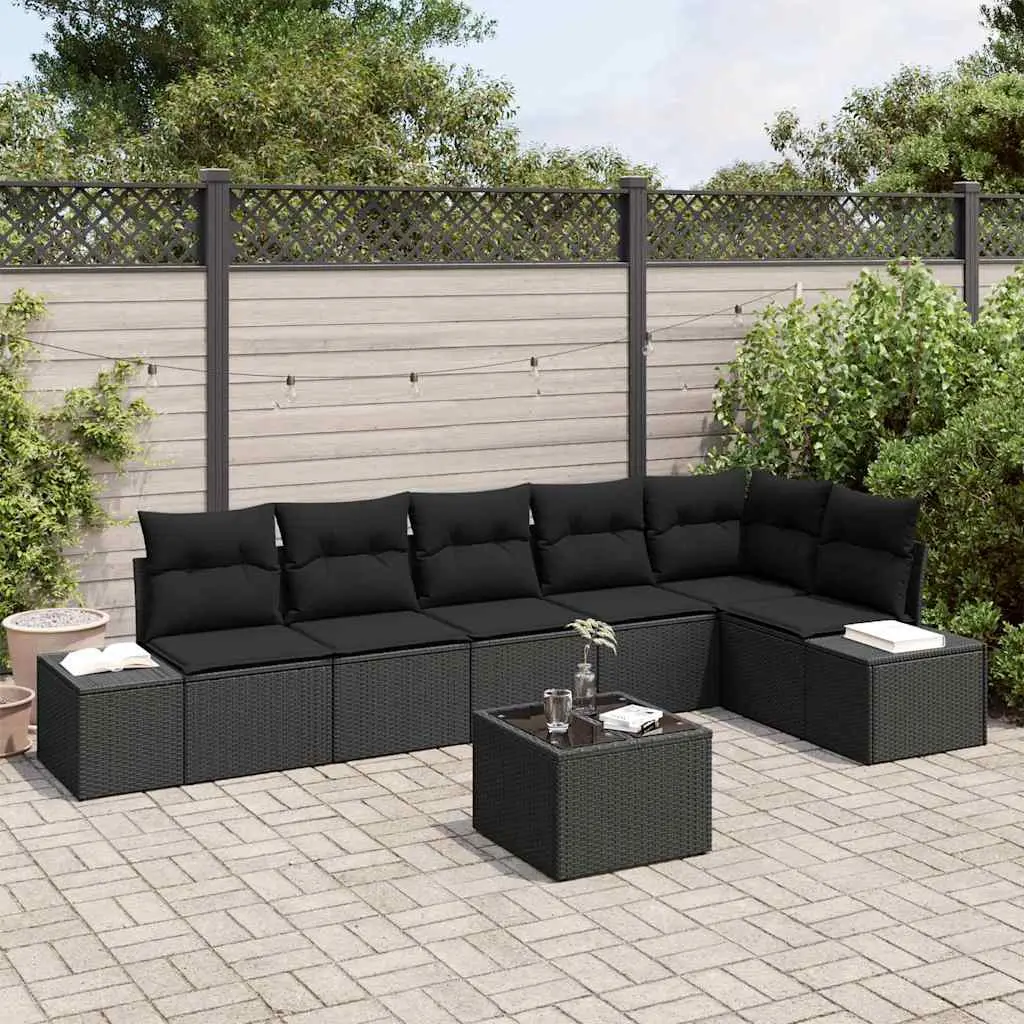 Ensemble de canapé de jardin avec stockage Noir polyrotin vidaXL 3355762