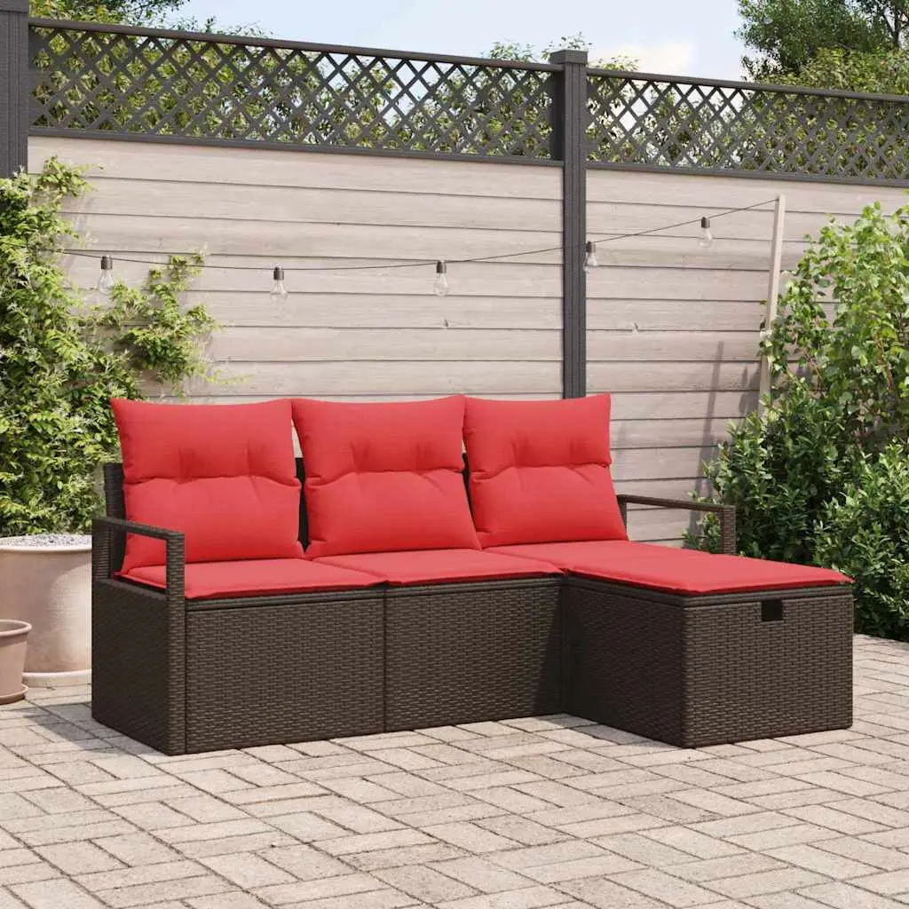 Ensemble de Canapés 4 pcs Marron et rouge polyrotin vidaXL 3359153