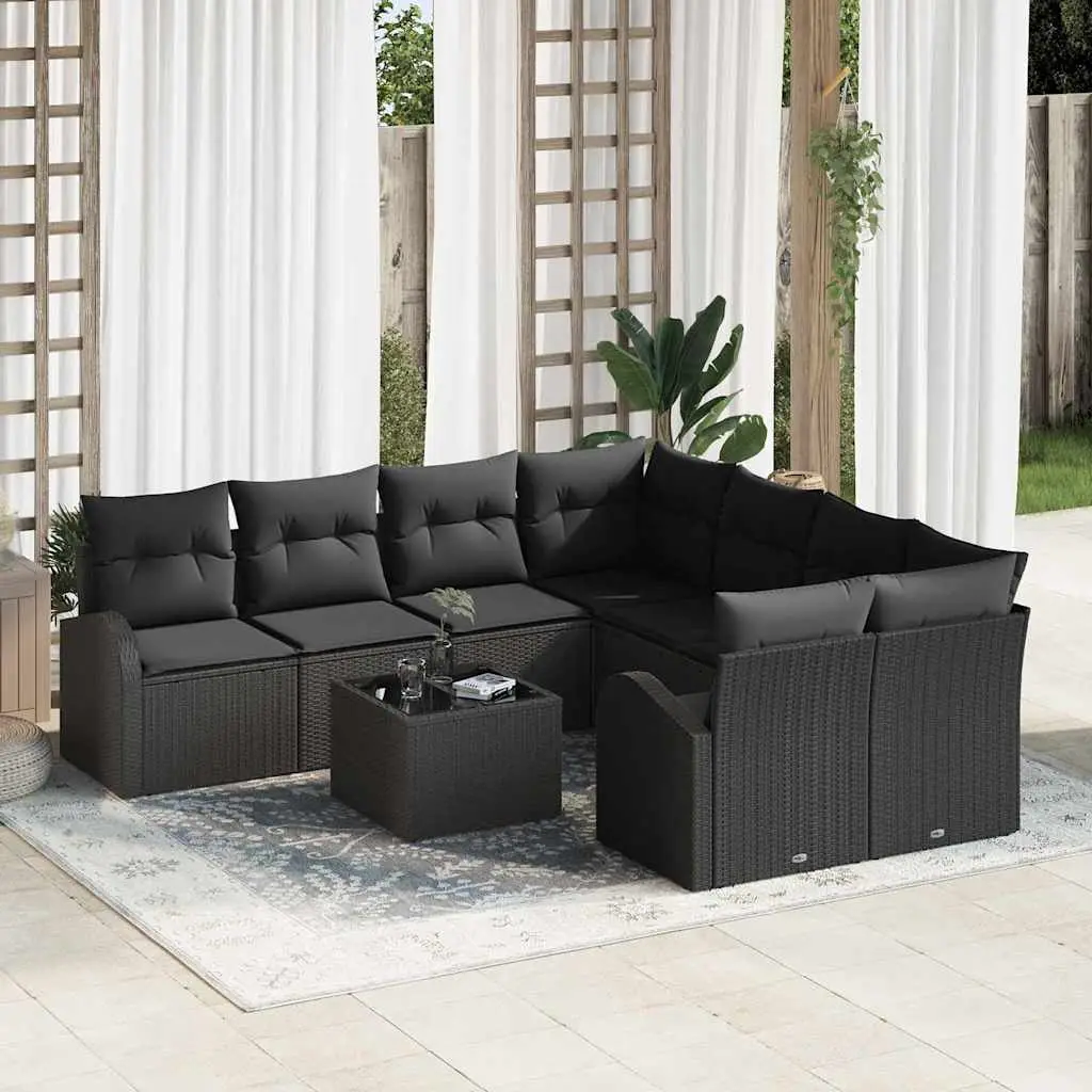 Ensemble de canapé de jardin Noir 55 x 55 x 37 cm polyrotin vidaXL 3345983