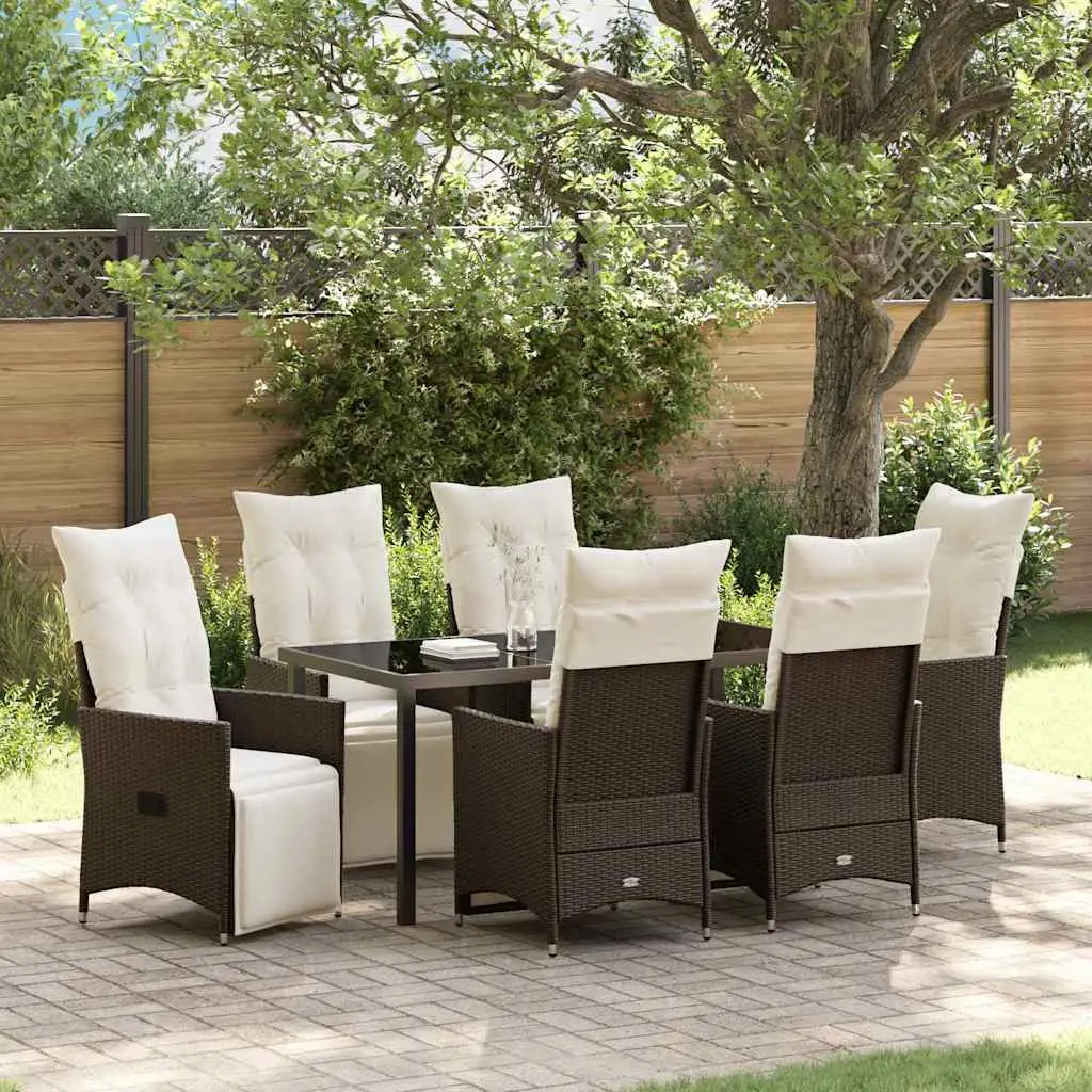 Ensemble de salle à manger pour jardin 7 pcs Marron polyrotin vidaXL 3379573