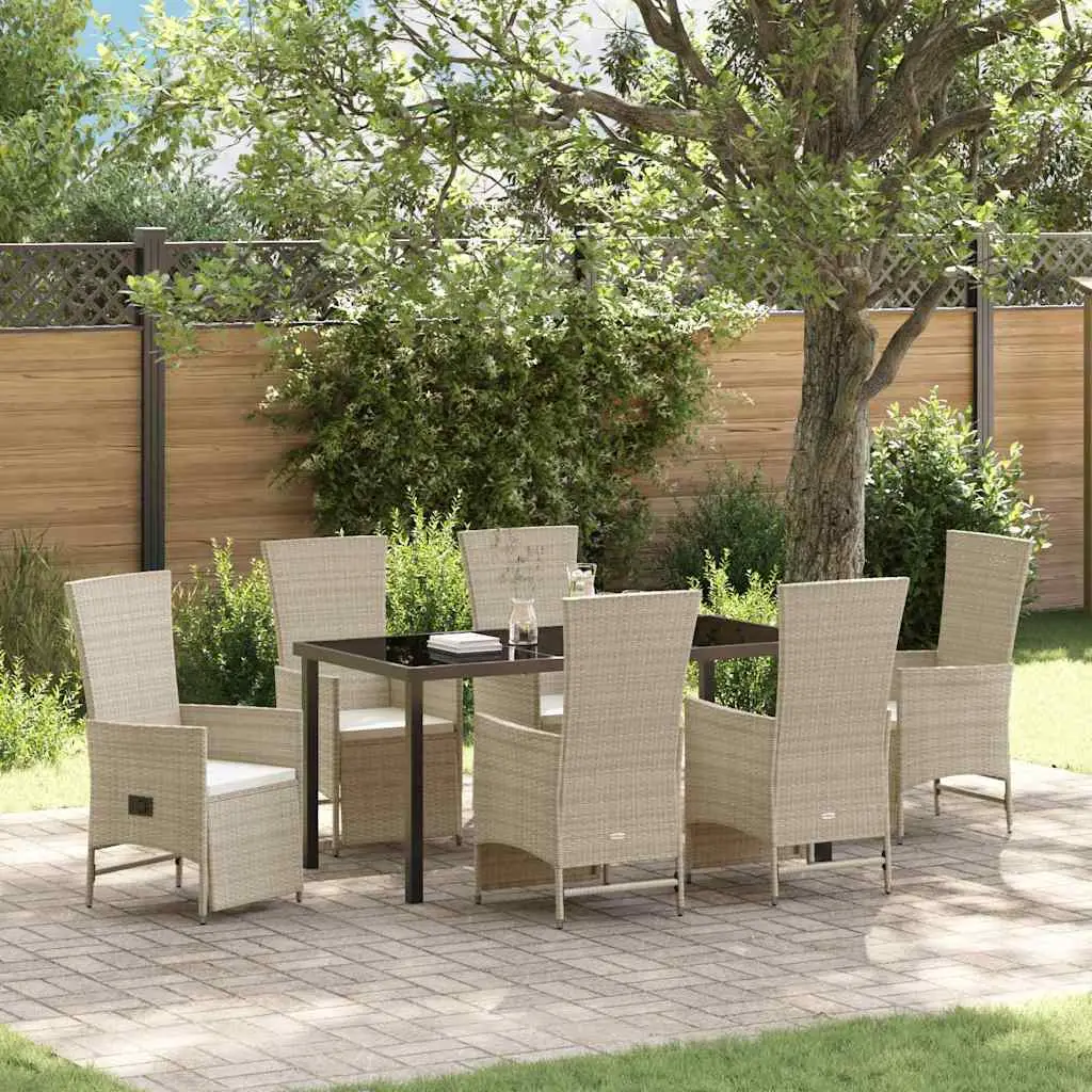 Ensemble de salle à manger pour jardin 7 pcs Beige polyrotin vidaXL 3379475 Beige