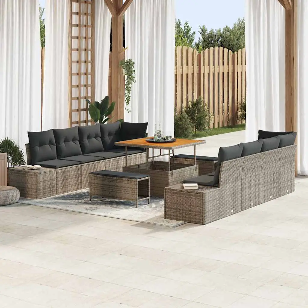 Ensemble canapé de jardin Polyrotin 10 places Modulable Gris – ComfortXL Outdoor Living