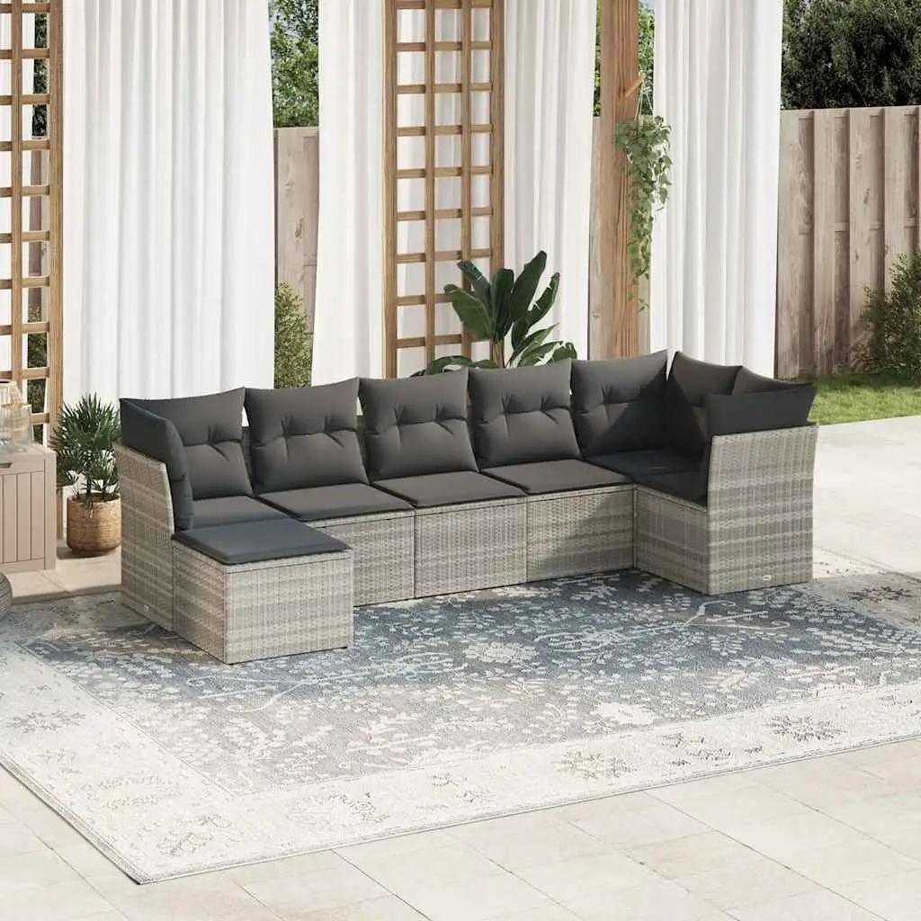 Ensemble canapés de jardin 7 places en résine tressée modulable et confortable Gris Clair – ComfortXL Outdoor Living